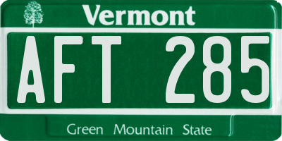 VT license plate AFT285