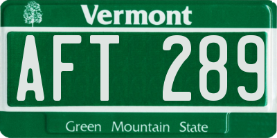 VT license plate AFT289
