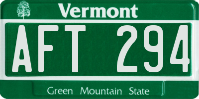 VT license plate AFT294