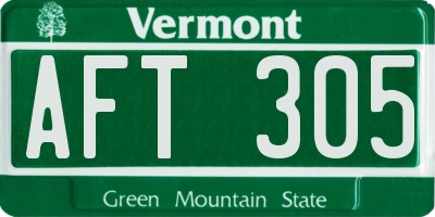 VT license plate AFT305