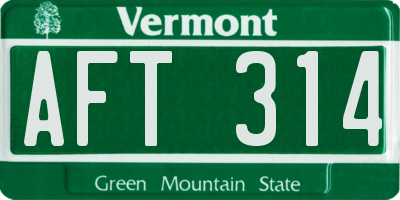 VT license plate AFT314
