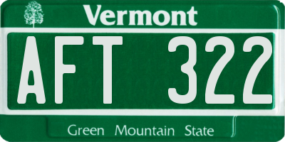 VT license plate AFT322