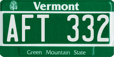 VT license plate AFT332