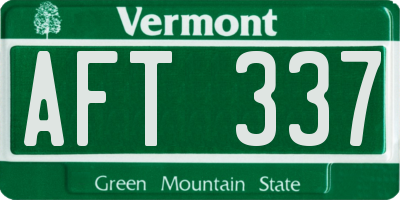 VT license plate AFT337