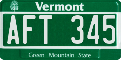 VT license plate AFT345