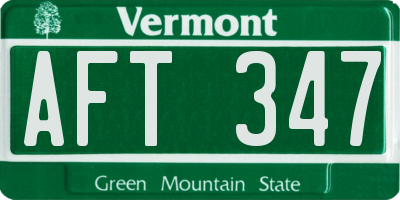 VT license plate AFT347