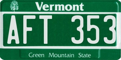 VT license plate AFT353