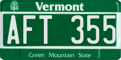 VT license plate AFT355