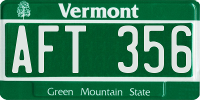 VT license plate AFT356