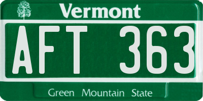 VT license plate AFT363
