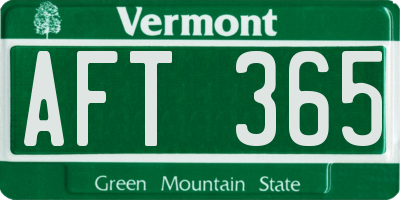 VT license plate AFT365
