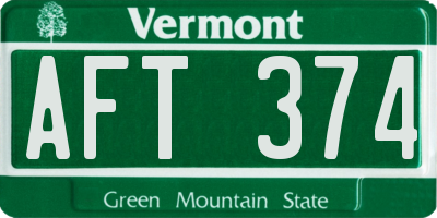 VT license plate AFT374