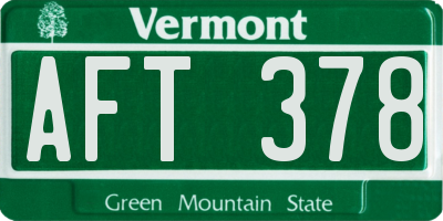 VT license plate AFT378