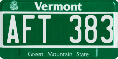VT license plate AFT383
