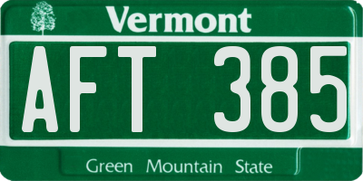 VT license plate AFT385