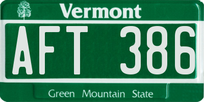 VT license plate AFT386
