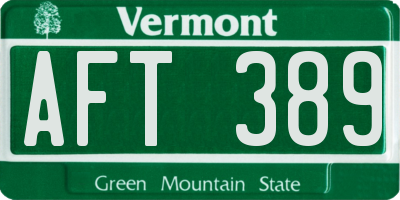 VT license plate AFT389