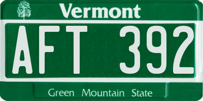 VT license plate AFT392