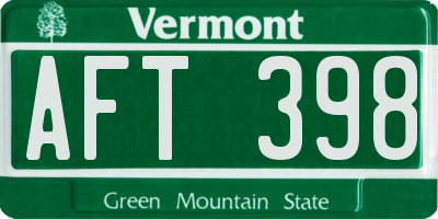VT license plate AFT398