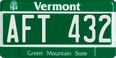 VT license plate AFT432
