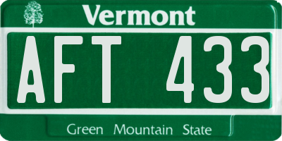 VT license plate AFT433