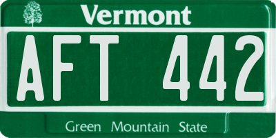 VT license plate AFT442