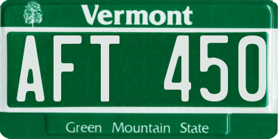 VT license plate AFT450