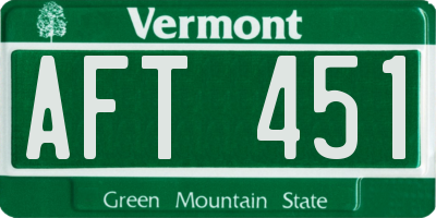 VT license plate AFT451