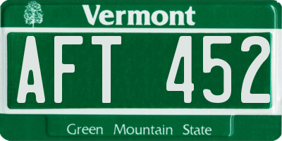 VT license plate AFT452