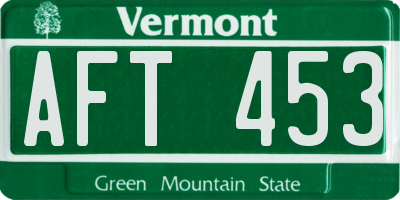 VT license plate AFT453