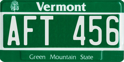 VT license plate AFT456