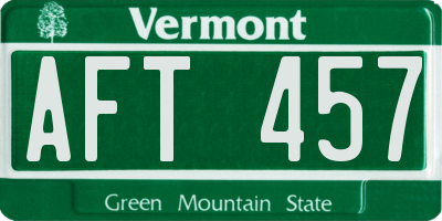 VT license plate AFT457