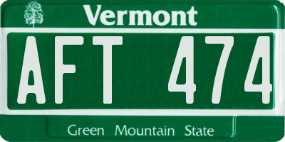 VT license plate AFT474