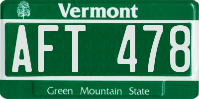 VT license plate AFT478