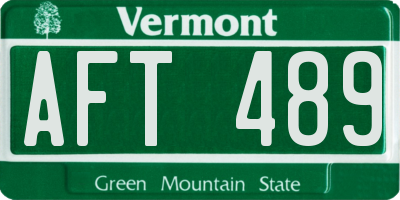 VT license plate AFT489