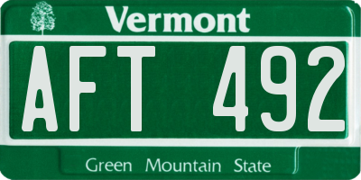 VT license plate AFT492