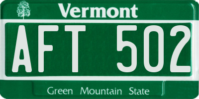 VT license plate AFT502