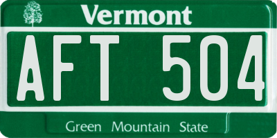 VT license plate AFT504