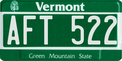 VT license plate AFT522