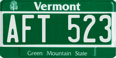 VT license plate AFT523