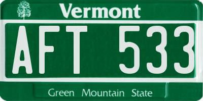 VT license plate AFT533