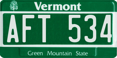 VT license plate AFT534