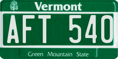 VT license plate AFT540