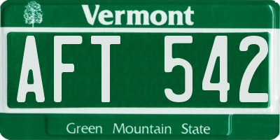 VT license plate AFT542
