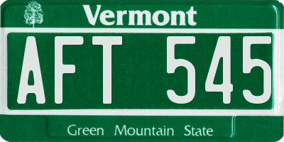VT license plate AFT545