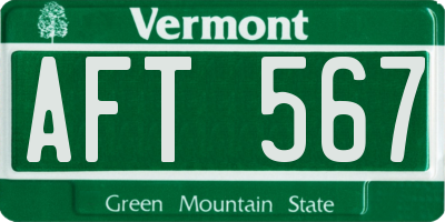 VT license plate AFT567