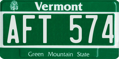 VT license plate AFT574