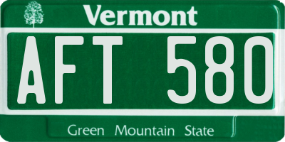 VT license plate AFT580