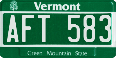 VT license plate AFT583