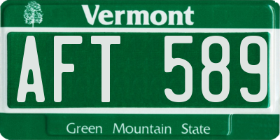 VT license plate AFT589